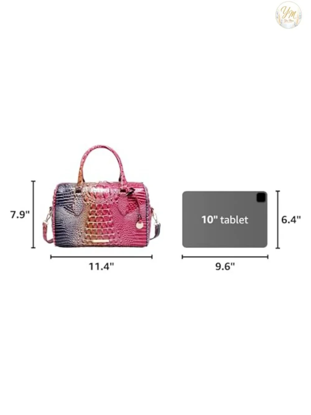 Women's Crocodile-Embossed Vegan Leather Satchel Top Handle Shoulder Purse